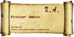 Kreiner Ambos névjegykártya